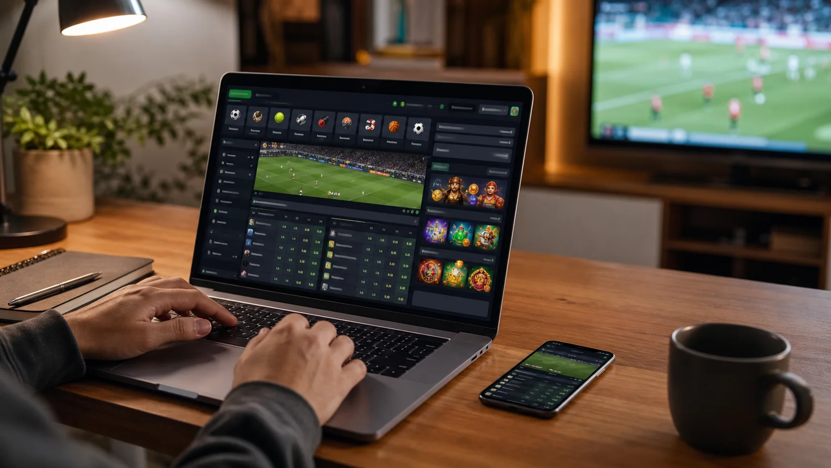 Plataforma melbet em notebook e celular com apostas esportivas e cassino online